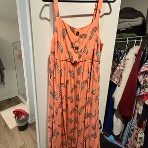 Torrid Orange Feather Print Maxi Dress